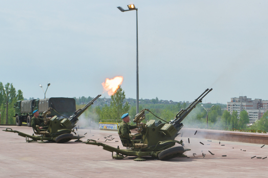 Russian Anti-aircraft guns deployed in Ukraine.