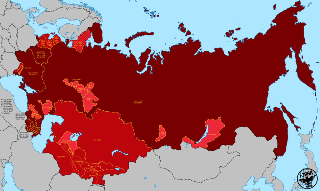 A representation of all the Socialist Republics within the USSR