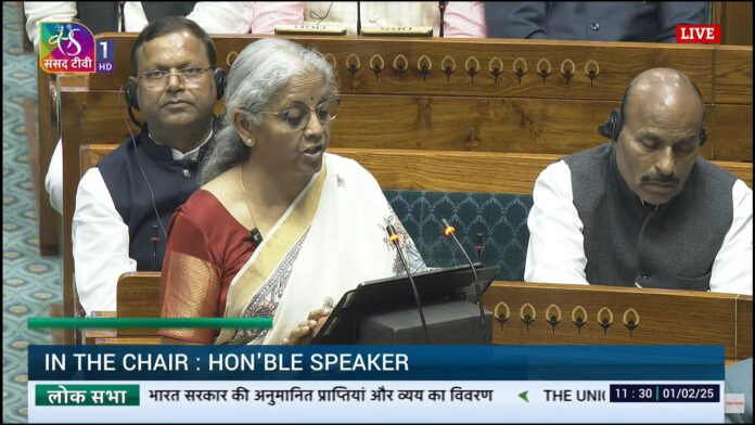 Finance Minister Nirmala Sitharaman presenting Union Budget 2025-26