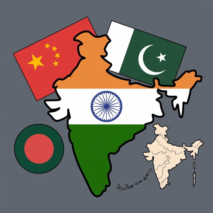 image depicting india fighting a 3 front war